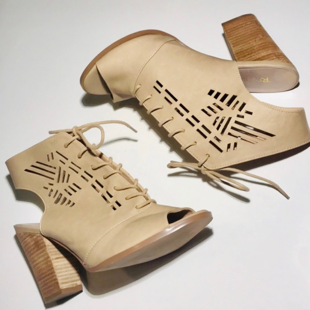 Lace Up Block Heel Booties